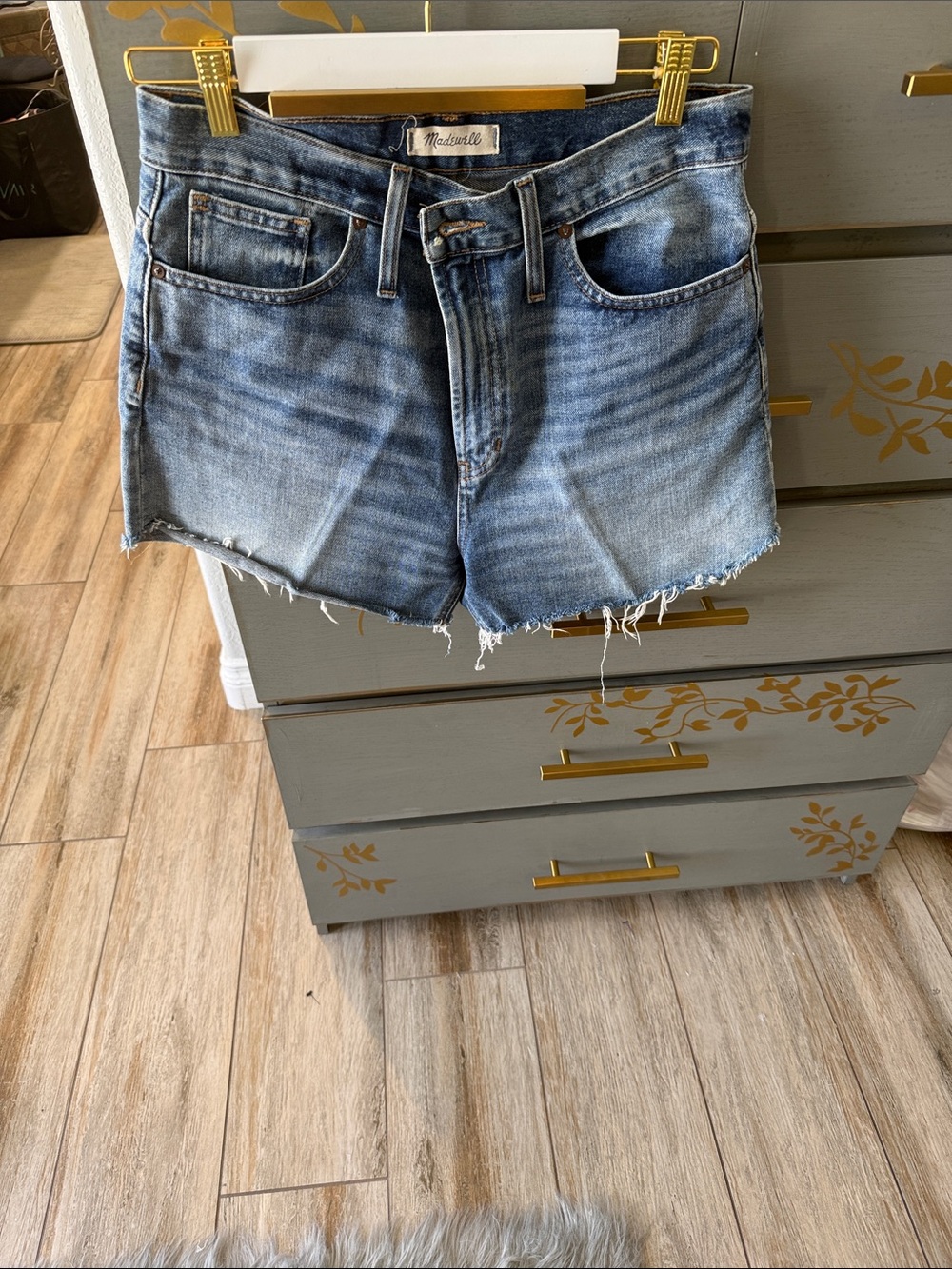 Madewell Blue Frayed High-Rise Denim Cutoffs